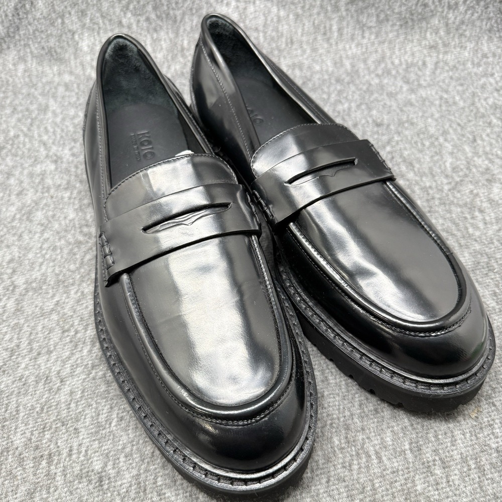 Koio Brera Leather Penny Loafer Mens 10 Black Lug Sole New Italy Dust Bag